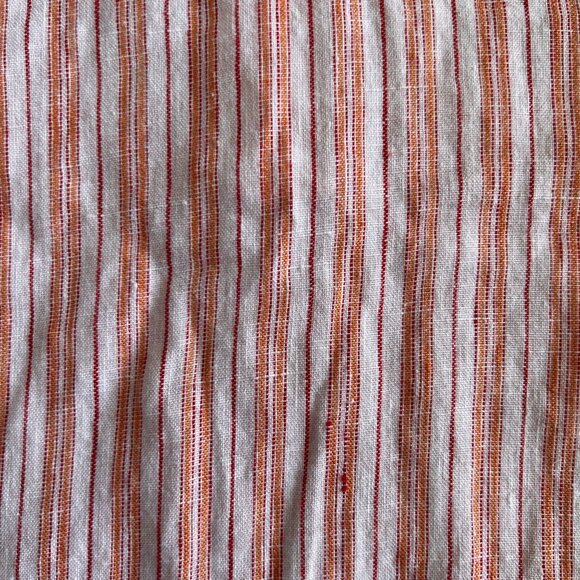 J. Jill Pure Linen Coral Orange White Striped Popover 3/4 Sleeve Tunic - Picture 7 of 13